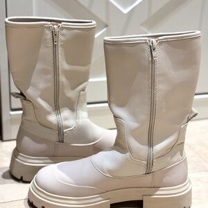 Zara Women's Beige Winter Waterproof Rain Boots